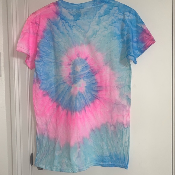 Gildan Blue and Pink Destin Florida Surf The Sun Anchor Tie Dye T-Shirt - Picture 2 of 3
